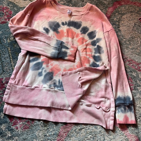90 Degree By Reflex Sweaters - Pastel Tie-Dye Crewneck Sweatshirt